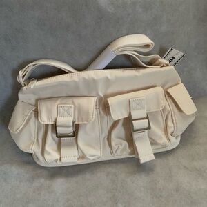 Victoria's Secret PINK Nylon Cargo Shoulder Crossbody Bag Cream Ivory NWT
